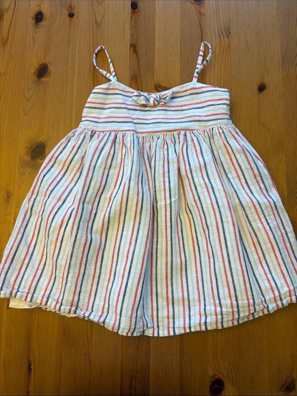 OshKosh B'gosh White Striped Sundress with Red and Blue Accents